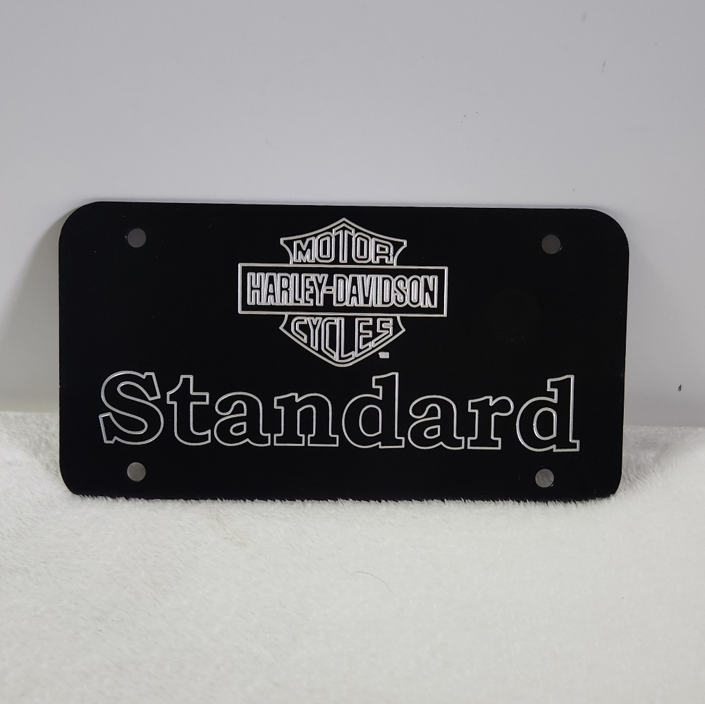 Harley Davidson H-D Black Metal Standard Motorcycle Engraved License Plate NWOT
